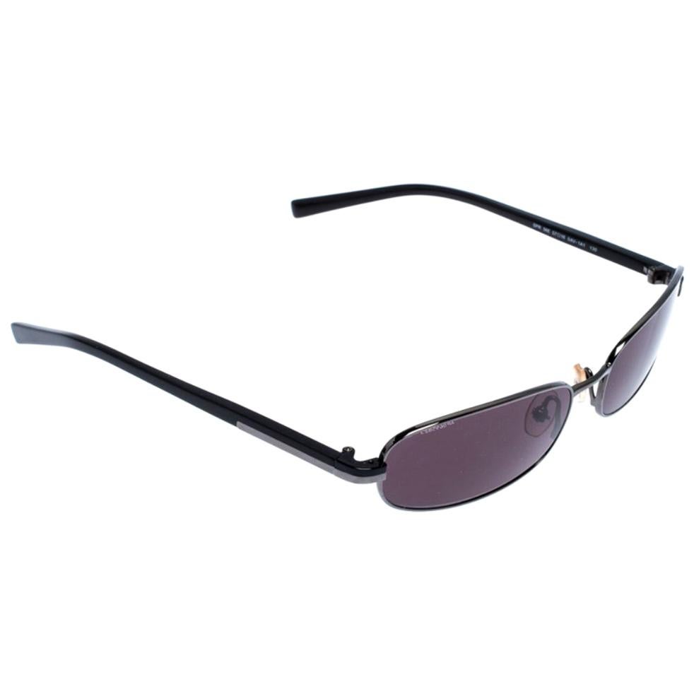 Prada Gunmetal Tone/ Grey SPR 56E Rectangular Sunglasses