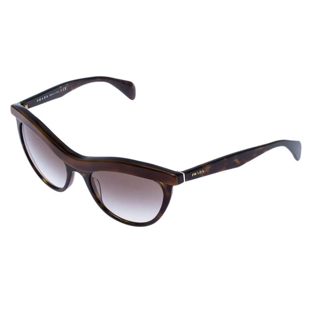 Prada Havana Black/ Grey Gradient SPR06P Cat Eye Sunglasses In Good Condition In Dubai, Al Qouz 2