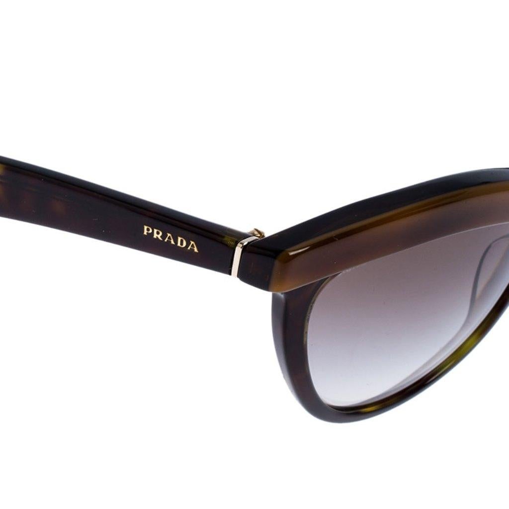 Women's Prada Havana Black/ Grey Gradient SPR06P Cat Eye Sunglasses