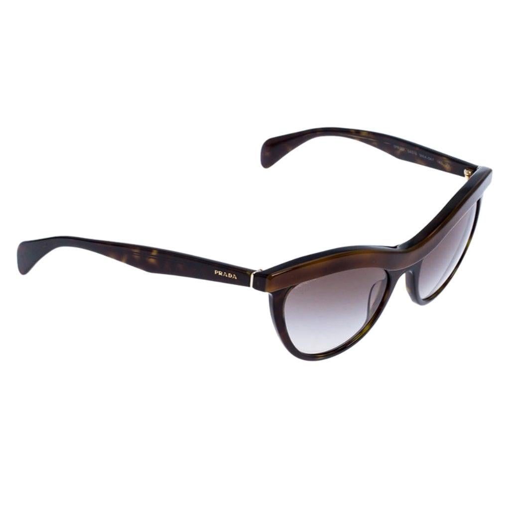 Prada Havana Black/ Grey Gradient SPR06P Cat Eye Sunglasses