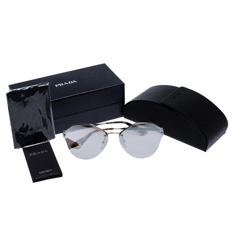 Prada Havana/ Silver Mirrored SPR 64T Cinema Evolution Geometric Sunglasses 3