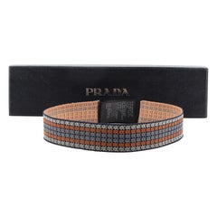 Vintage Prada Headband Woven Fabric Blue, Multicolor, Orange