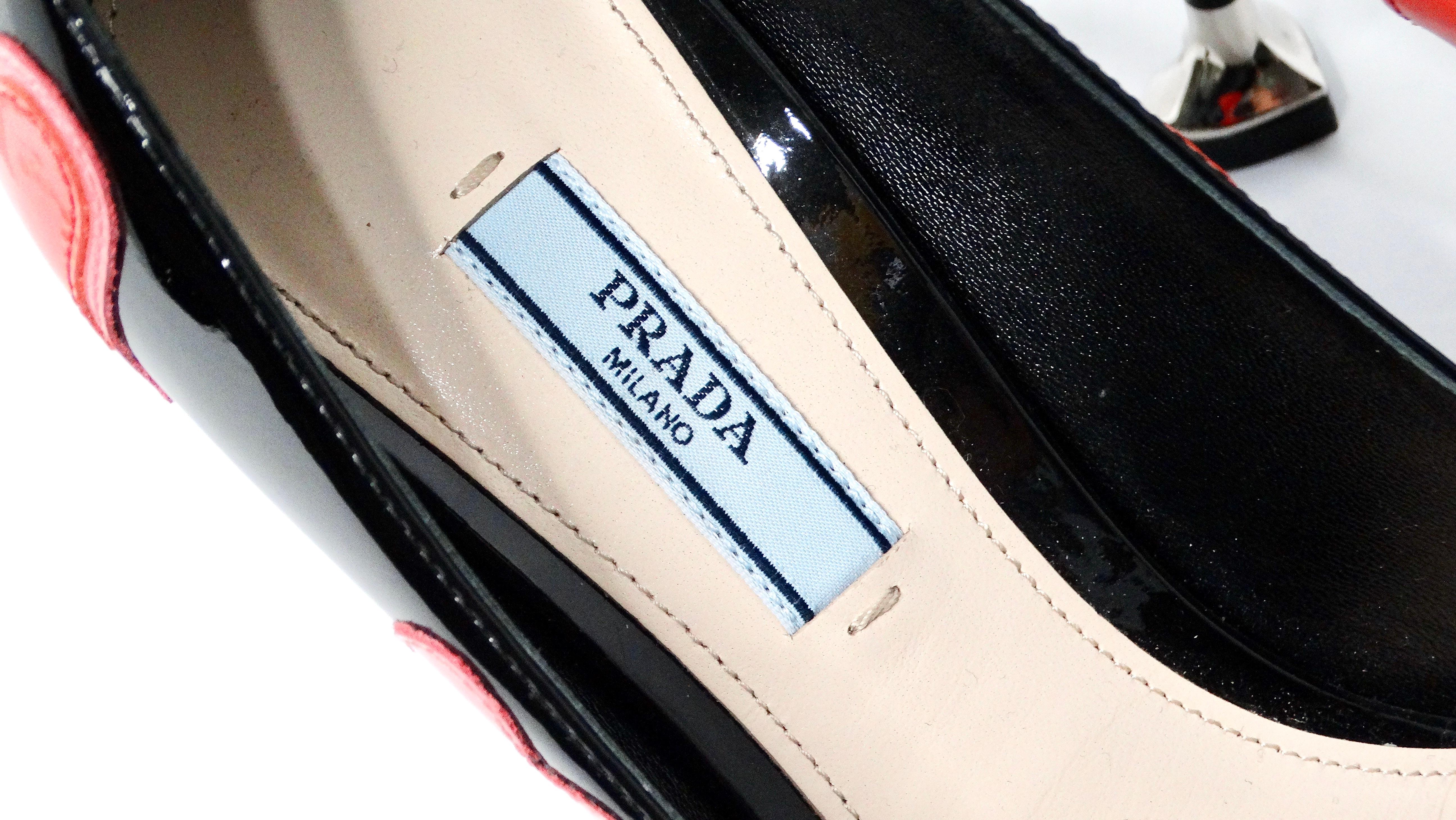 Prada Heart Print Patent Leather Pumps With Heart Shaped Heel 2