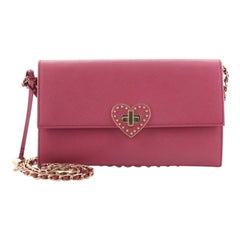 Prada Heart Wallet on Chain Saffiano Leather