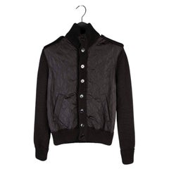 Veste cardigan lourde Prada, taille 48IT (métal), S572