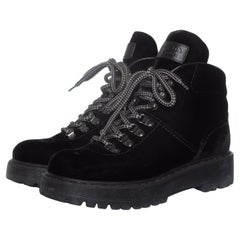 Prada, Hicking boots in black velvet