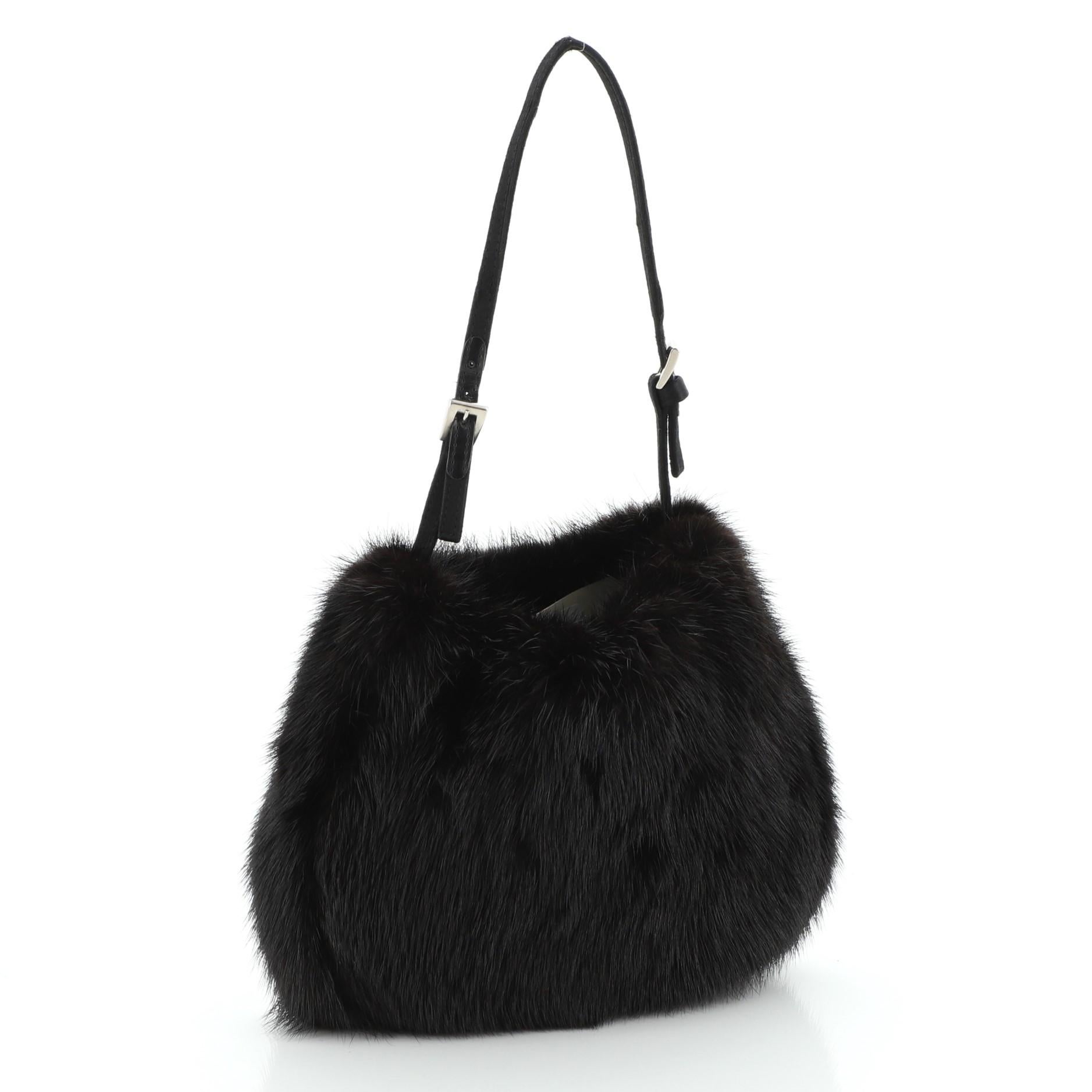 Black Prada Hobo Mink Mini