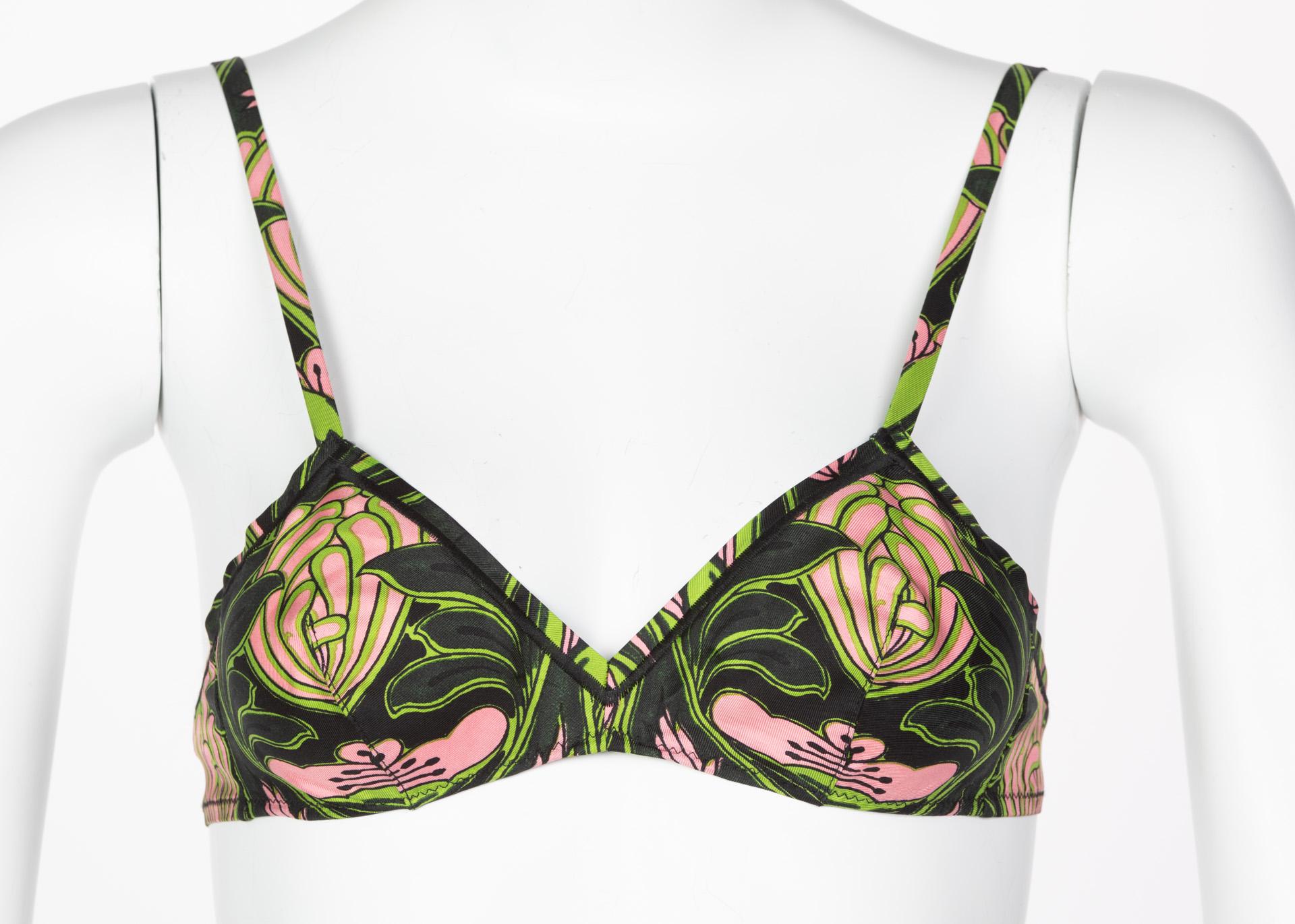 Black Prada Holiday & Brown Green Pink Print Bra Skirt Set, 2003