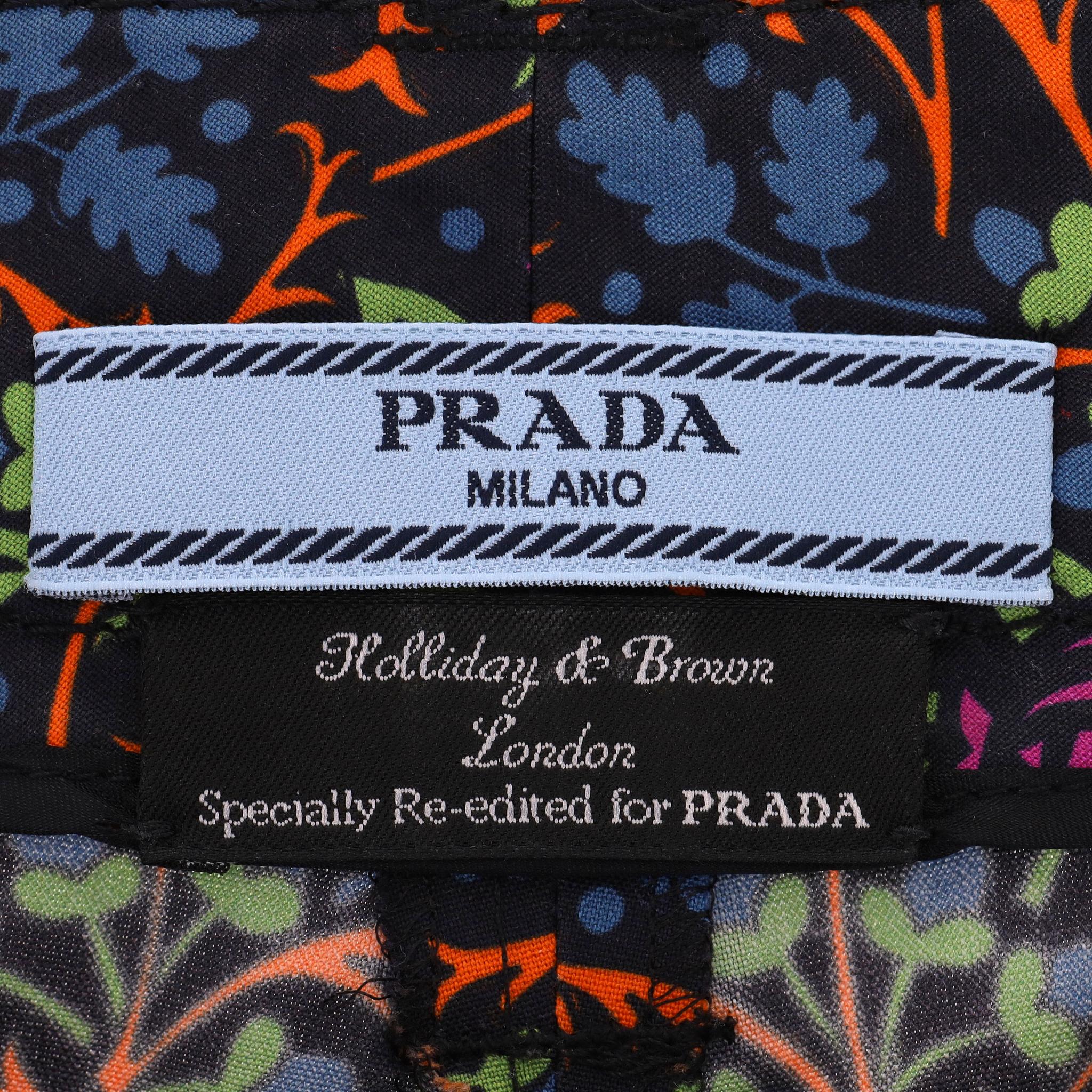 Prada × Brown, London Pantalon droit en coton imprimé réédité en vente 3