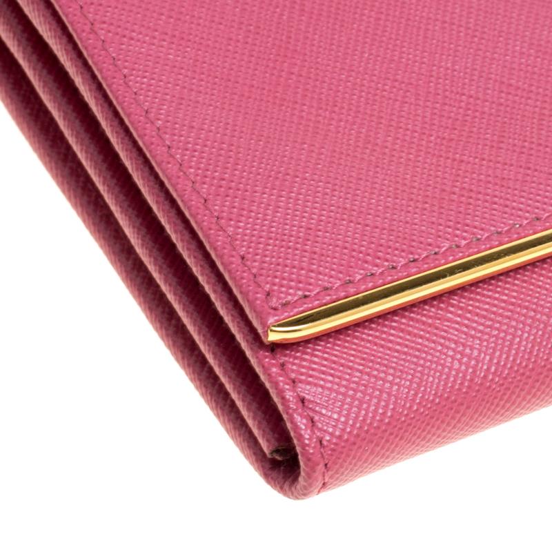 Prada Hot Pink Saffiano Leather Clutch Shouder Bag 5