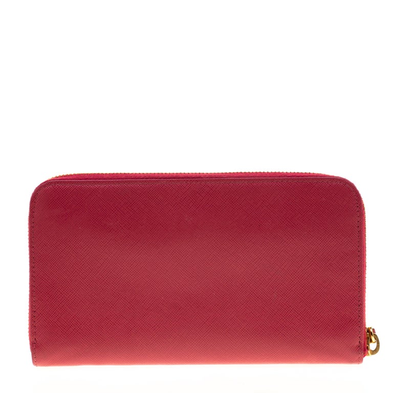 Prada Hot Pink Saffiano Leather Zip Around Wallet at 1stDibs hot pink