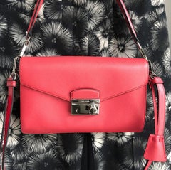 Prada Hot Pink Saffiano Lux Convertible 2 in 1 Sound Bag