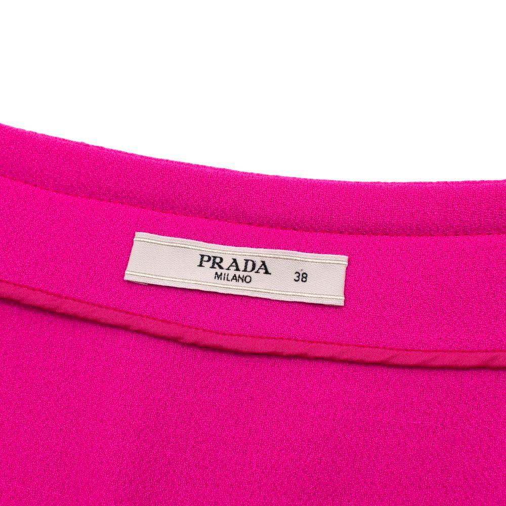 Prada Hot Pink Tailored Wool Wrap Front Mini Skirt - Size US 0-2 In Good Condition In London, GB