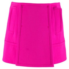 Prada Hot Pink Tailored Wool Wrap Front Mini Rock - Größe US 0-2