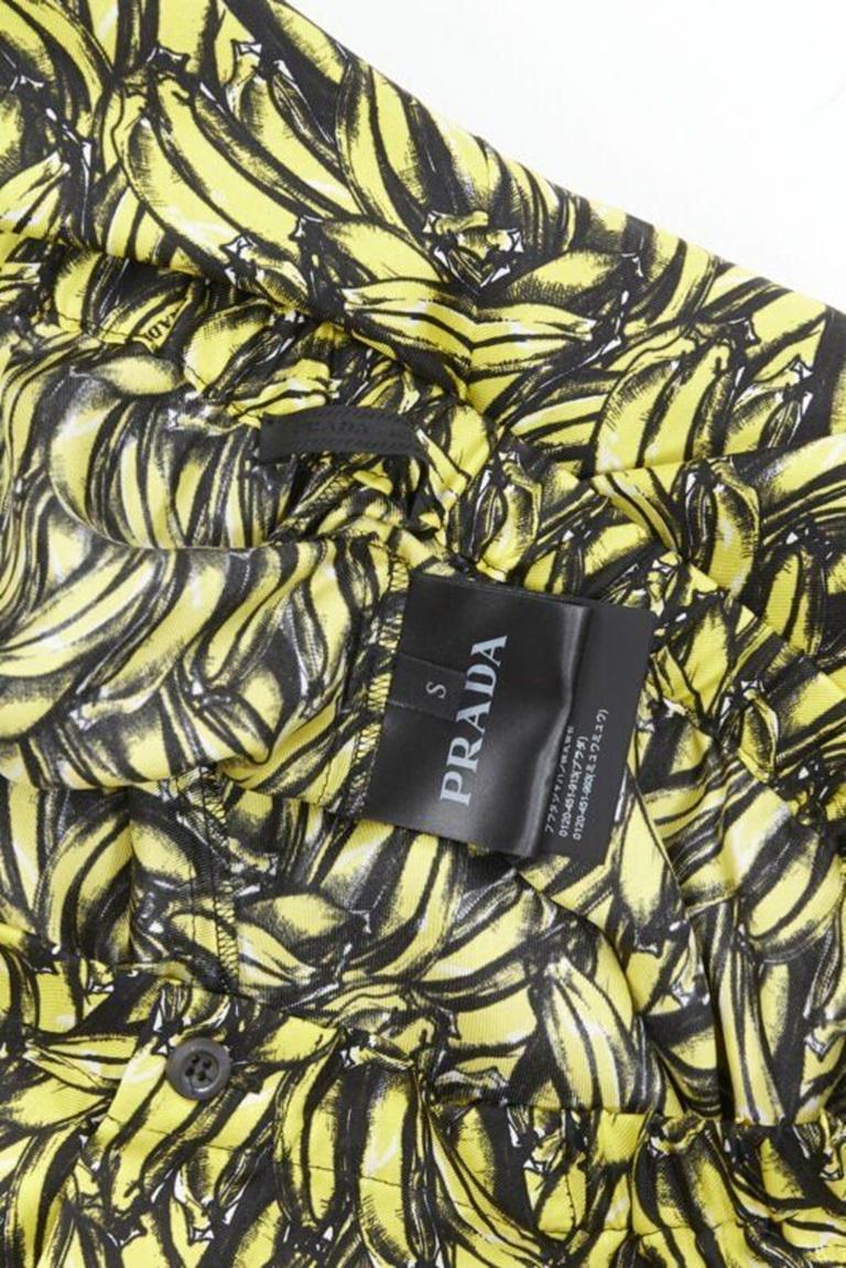 PRADA iconic banana print 100% silk elasticated waist boxer shorts S 5