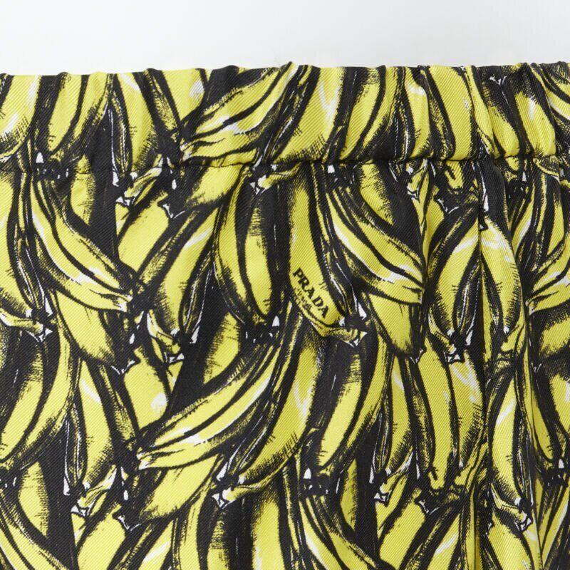 PRADA iconic banana print 100% silk elasticated waist boxer shorts S 3