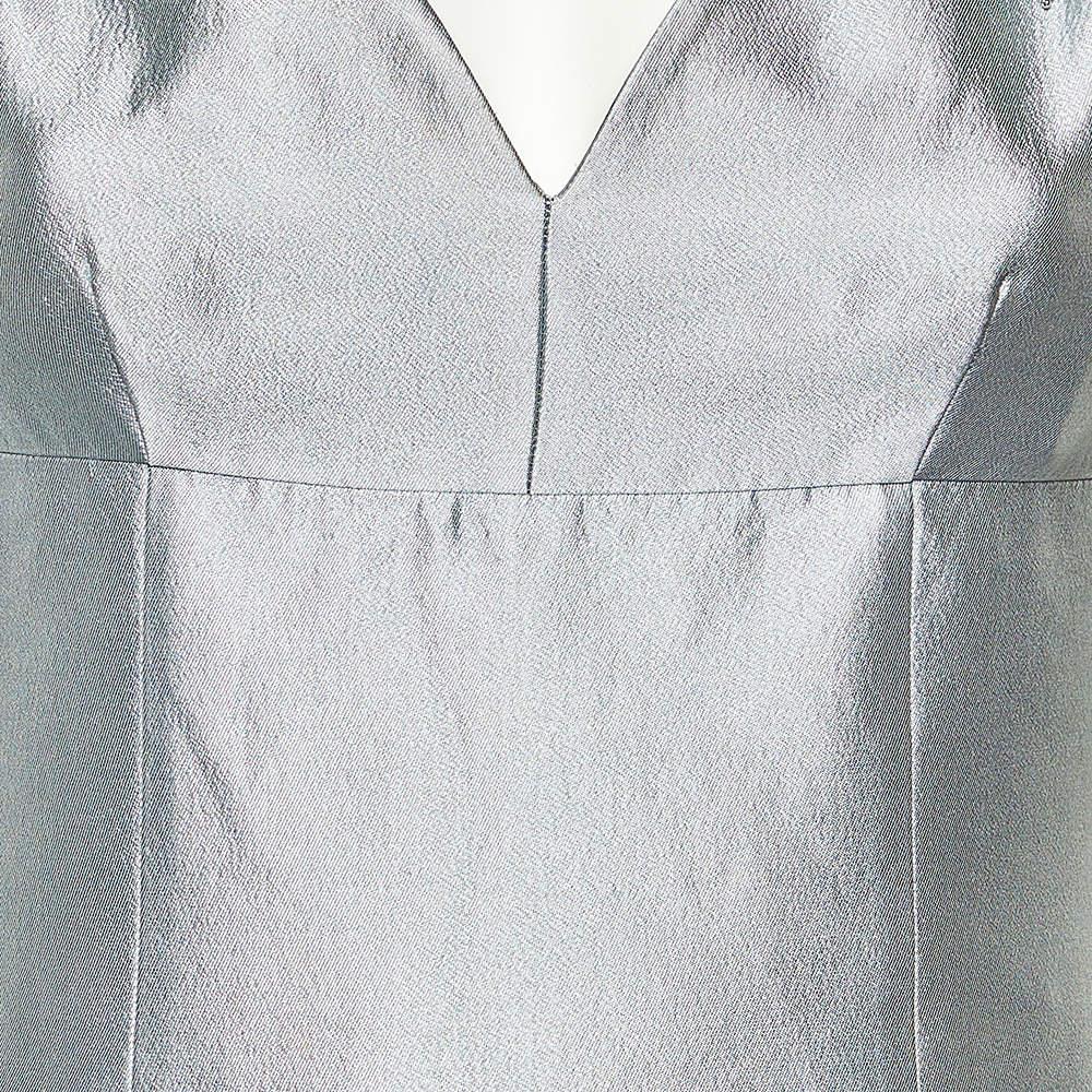 Prada Icy Blue Wool & Silk Embellished Detail Sleeveless Gown S In Excellent Condition For Sale In Dubai, Al Qouz 2