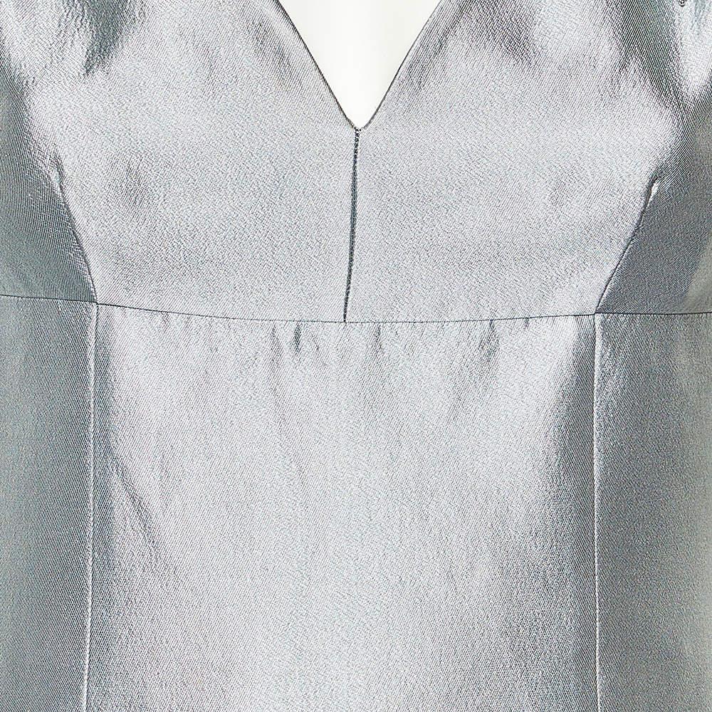 Prada Icy Blue Wool & Silk Embellished Detail Sleeveless Gown S In Excellent Condition In Dubai, Al Qouz 2