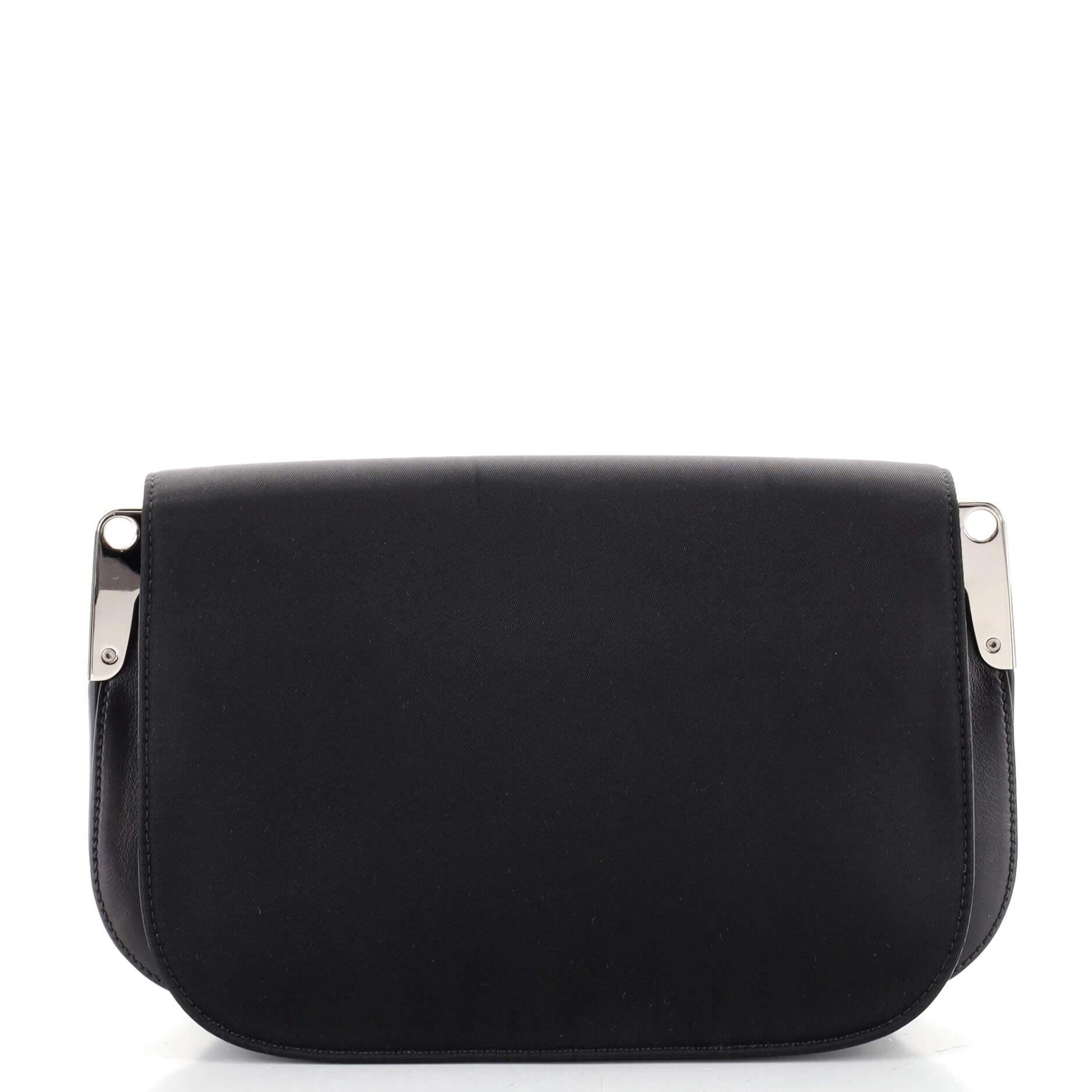 Prada Identity Full Flap Umhängetasche Tessuto mit Leder (Schwarz)