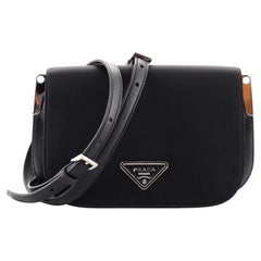 Prada Identity Full Flap Shoulder Bag Tessuto with Leather Small