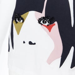 PRADA illustration face print bead embellished eye short sleeve t-shirt top M