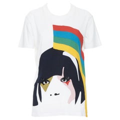 PRADA illustration face print bead embellished eye short sleeve t-shirt top M