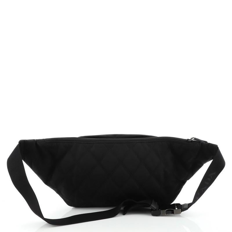 Black Prada Impunto Logo Waist Bag Quilted Tessuto with Saffiano