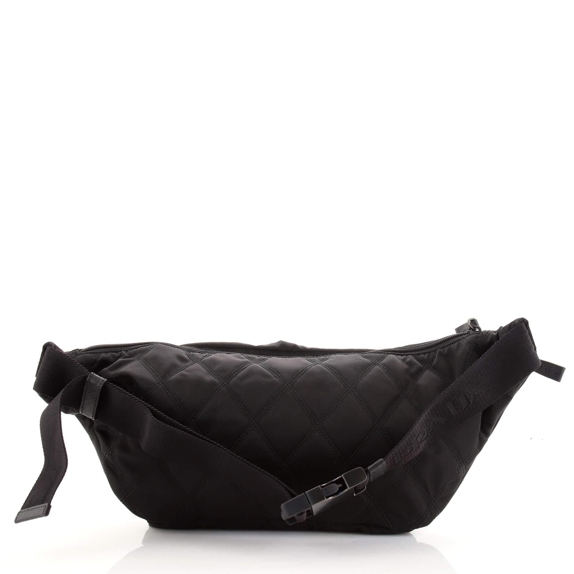 Prada Impunto Logo Waist Bag Quilted Tessuto with Saffiano In Good Condition In NY, NY