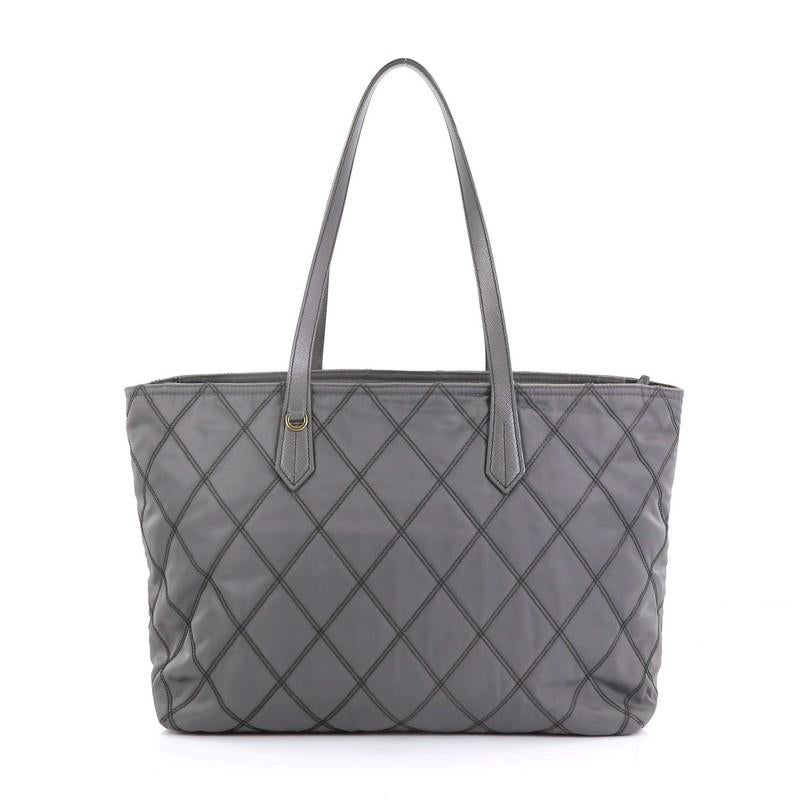 Prada Impunto Zip Tote Quilted Tessuto Large In Good Condition In NY, NY