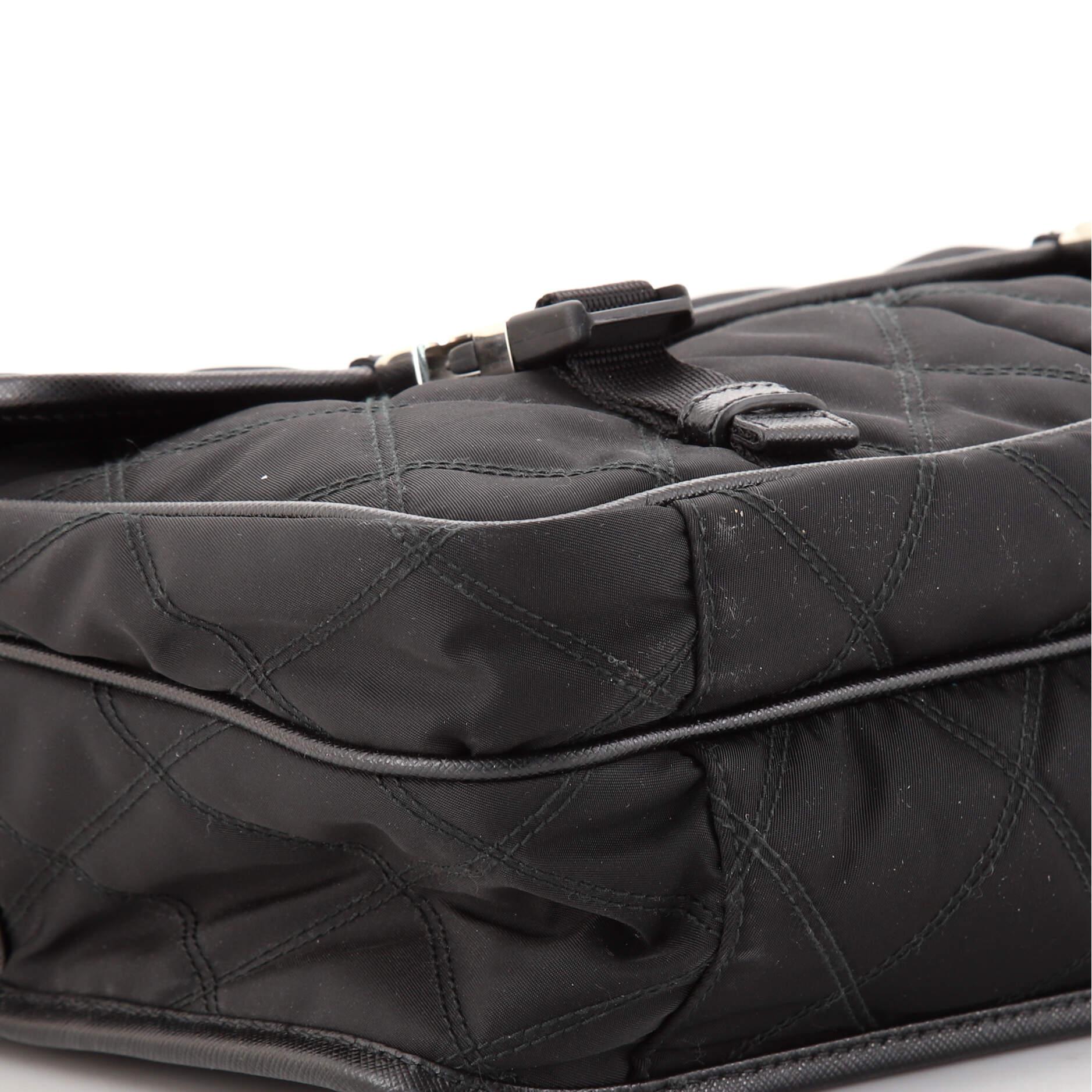 Prada Impunturato Double Buckle Messenger Bag Quilted Tessuto Medium 1