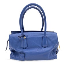 Prada Inchiostro Blue Leather Double Handle Tote Bag BN2767