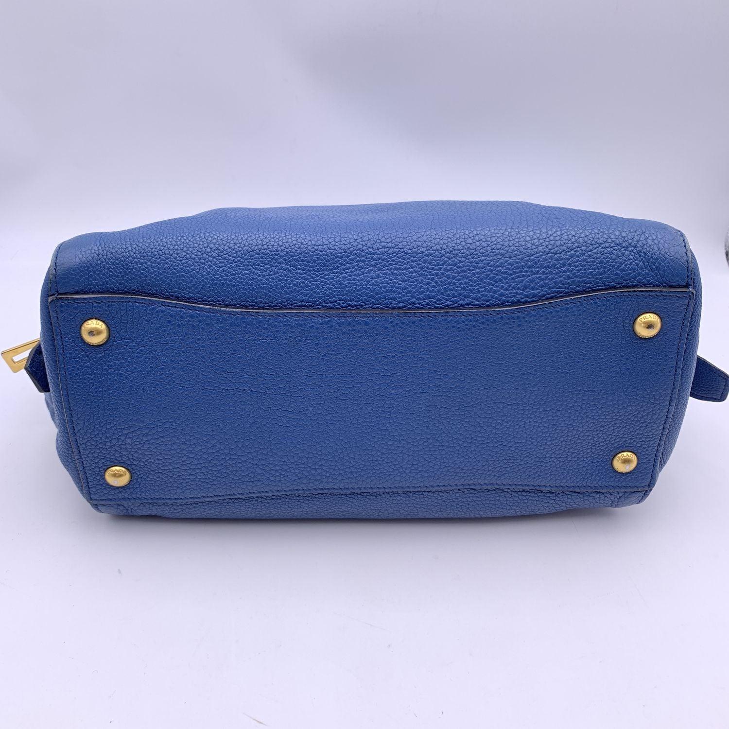 Women's Prada Inchiostro Blue Leather Double Handle Tote Bag BN2767