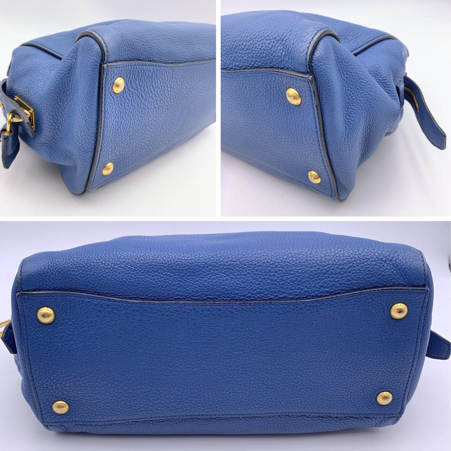 Prada Inchiostro Blue Leather Double Handle Tote Bag BN2767 1