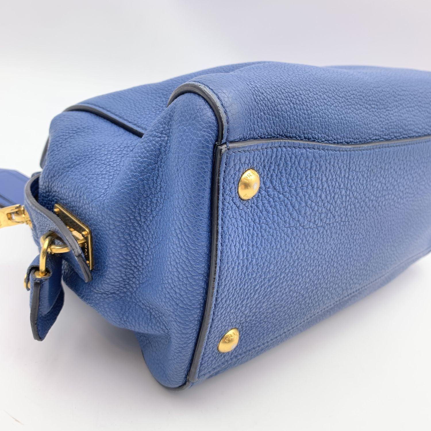 Prada Inchiostro Blue Leather Double Handle Tote Bag BN2767 2