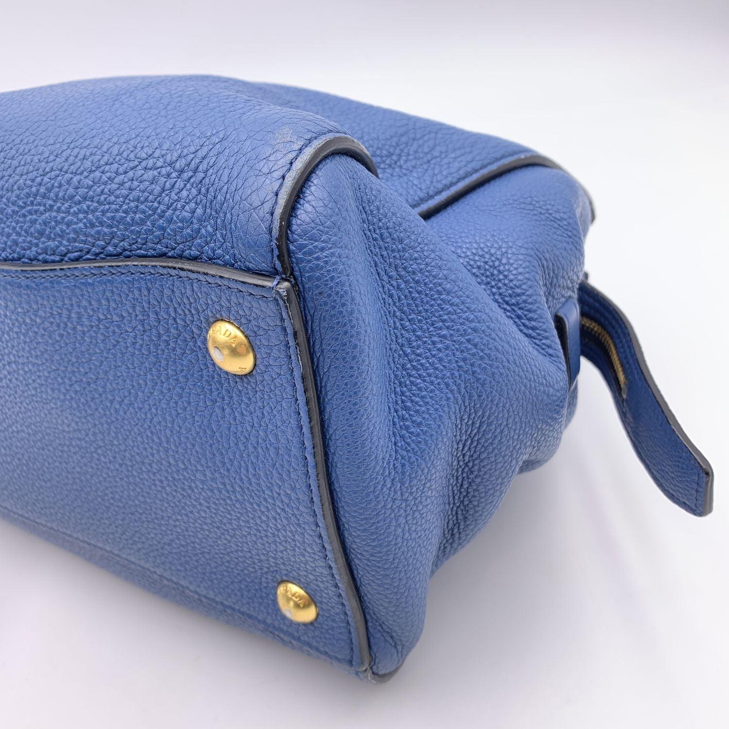 Prada Inchiostro Blue Leather Double Handle Tote Bag BN2767 3