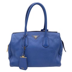Prada Inchiostro Blue Leather Double Handle Tote Bag BN2767
