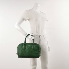 Prada Inside Bag Green Ostrich Leather Green Lambskin Leather Interior Medium