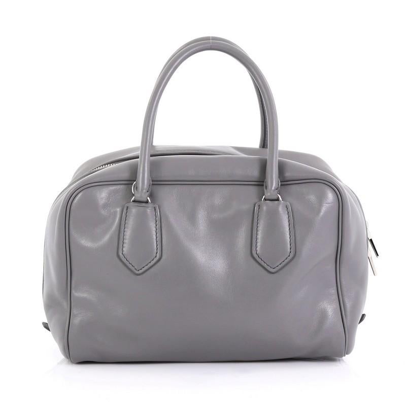 Gray Prada Inside Bauletto Bag Soft Calfskin Medium