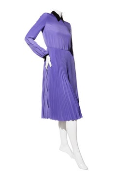 Prada Iris Purple Silk Crepe de Chine Dress with Sequin Collar Size 40 NWT