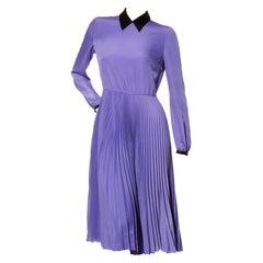Prada Iris Purple Silk Crepe de Chine Dress with Sequin Collar Size 40 NWT