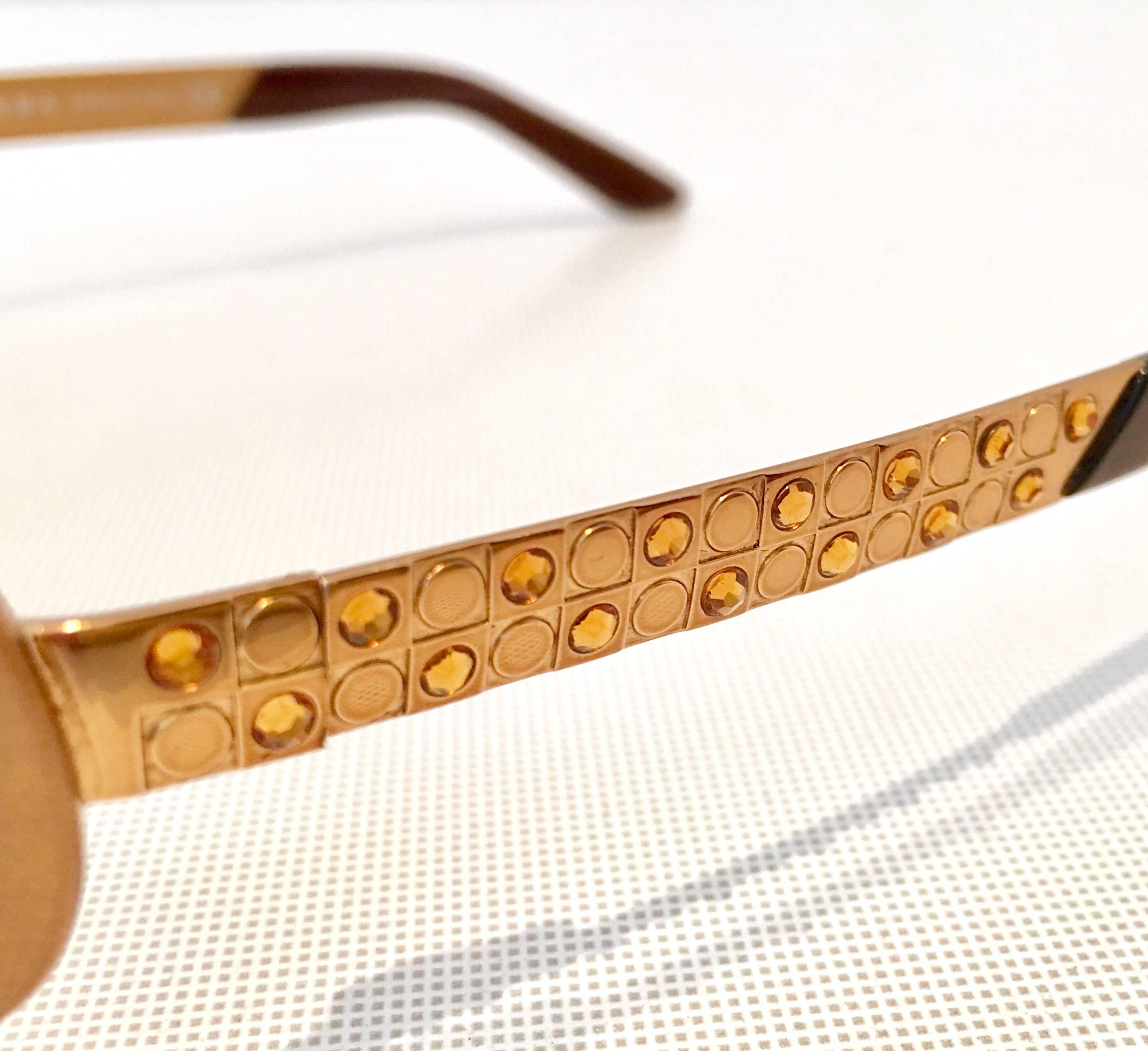 Prada Italy Rose Gold Swarovski Crystal Sunglasses  2