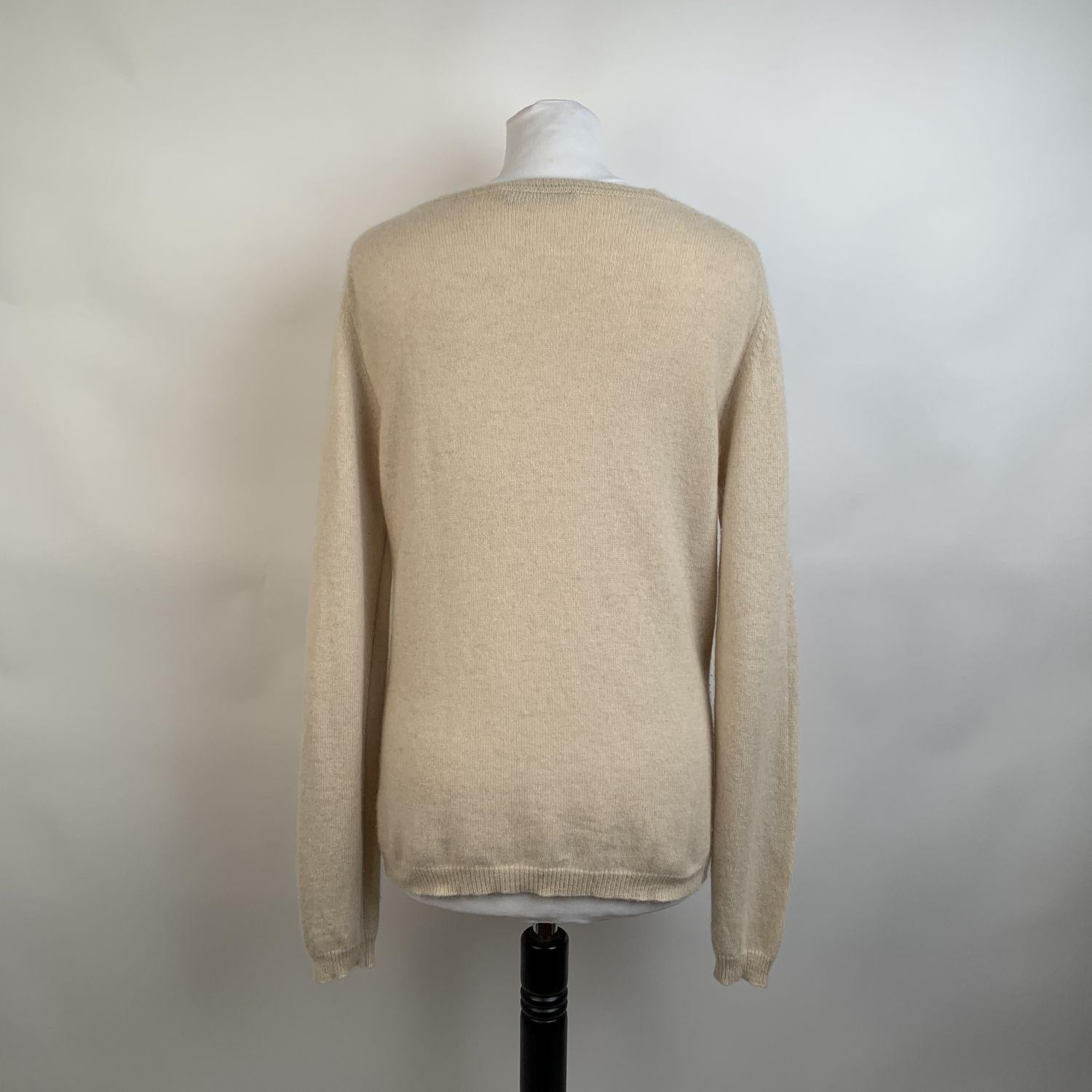 Beige Prada Ivory Cashmere Long Sleeve Jumper Sweater Size 46