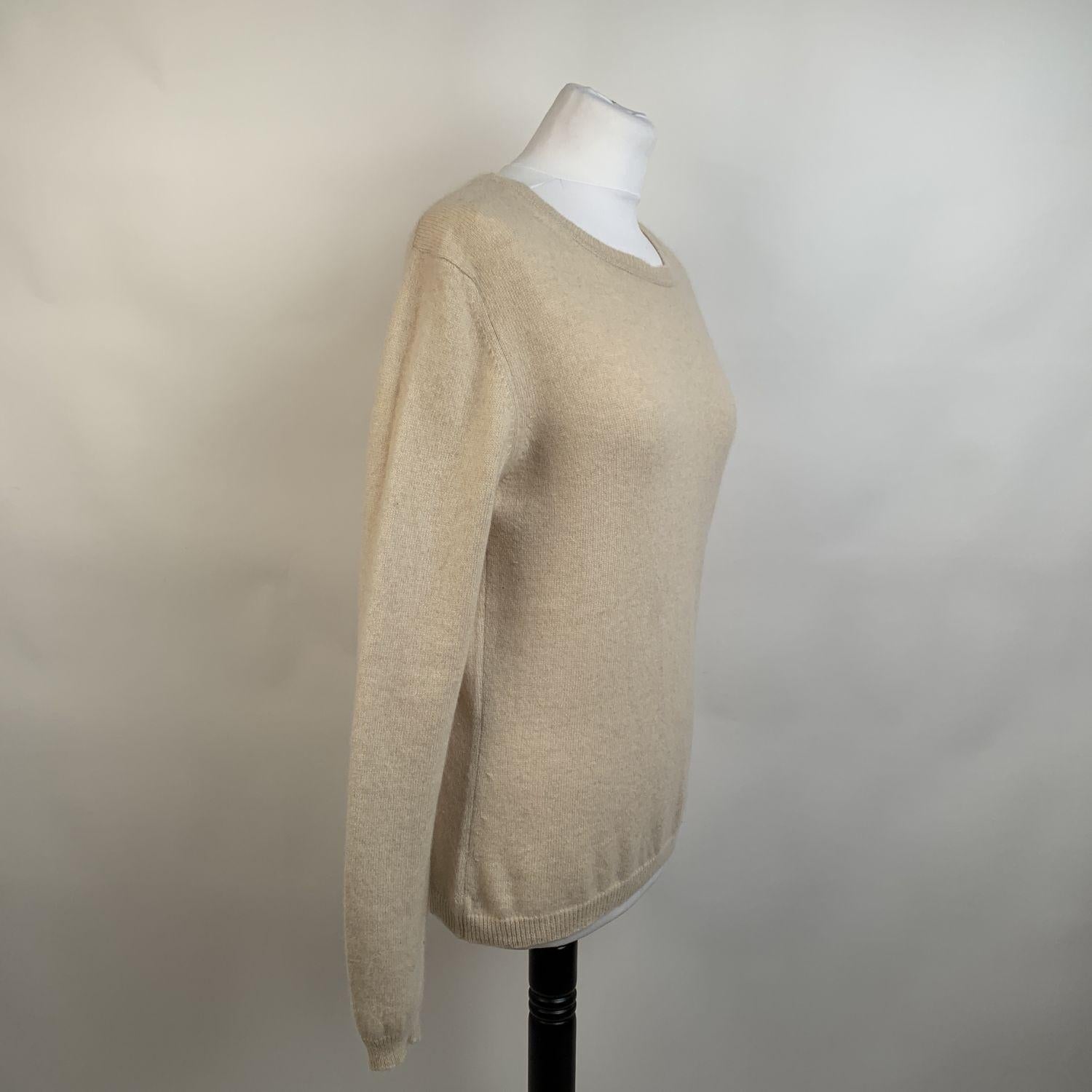 Prada Ivory Cashmere Long Sleeve Jumper Sweater Size 46 In Excellent Condition In Rome, Rome