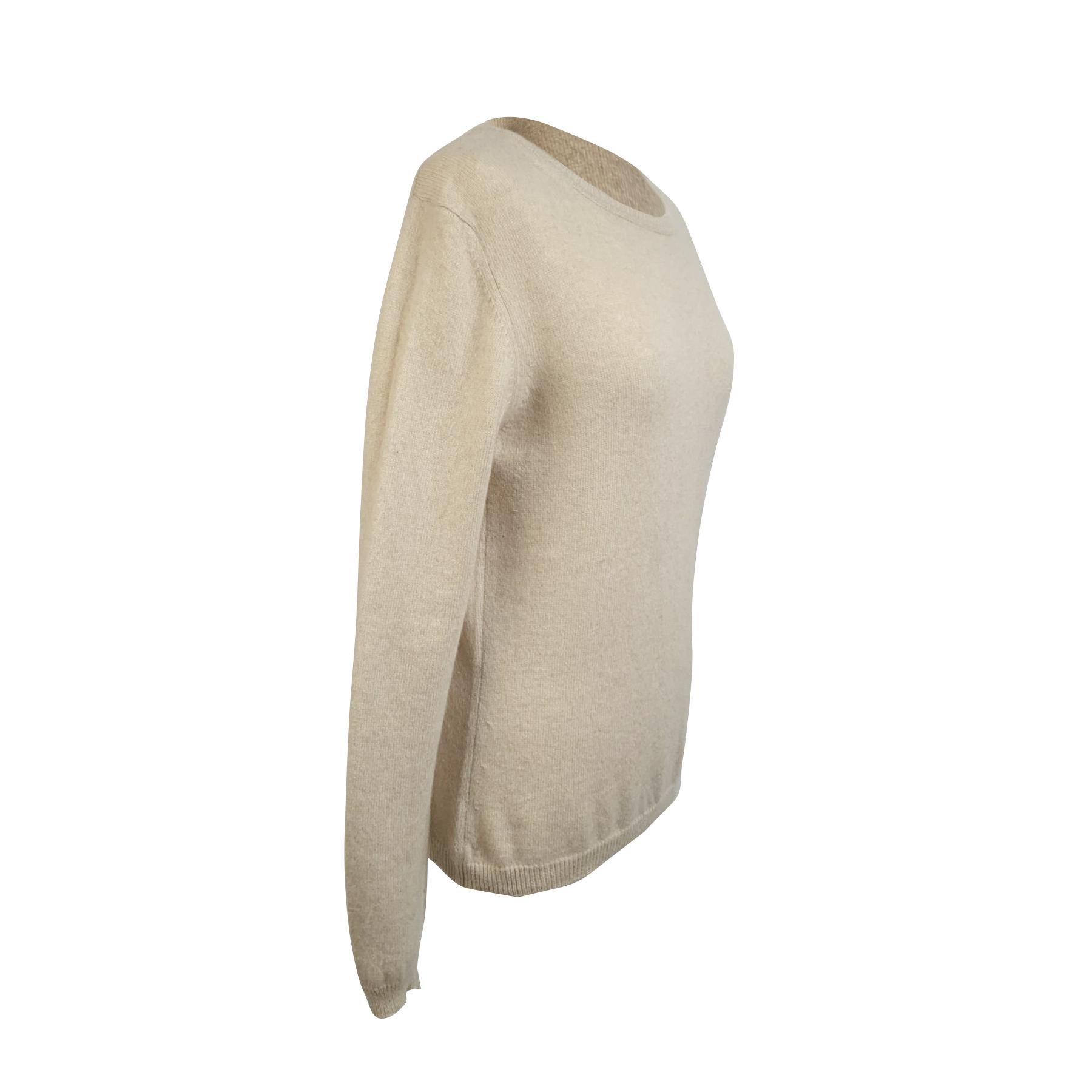 Women's Prada Ivory Cashmere Long Sleeve Jumper Sweater Size 46
