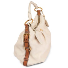 PRADA ivory leather DEERKSIN Hobo Bag Vietello Daino