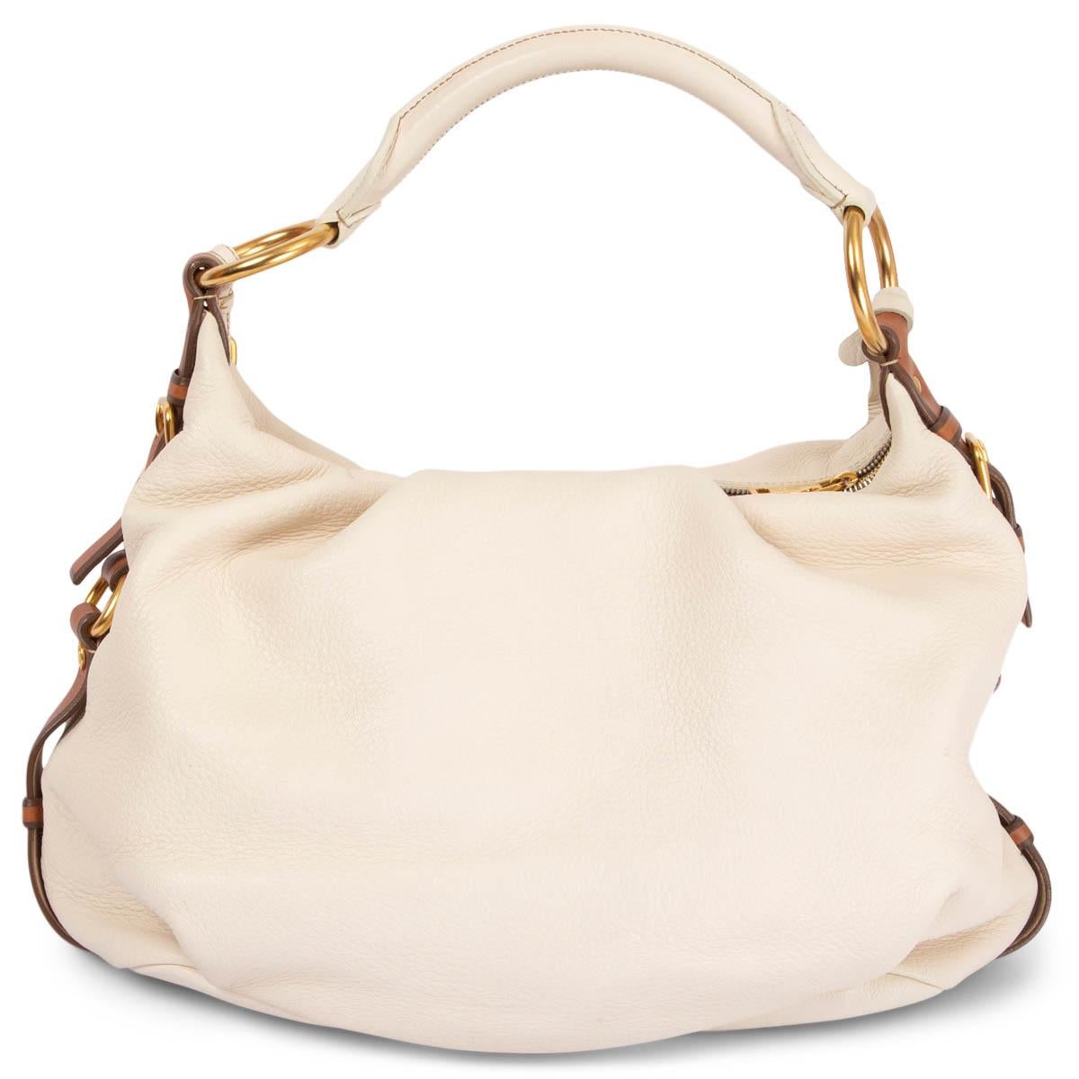 Sac hobo PRADA en cuir ivoire DEERKSIN Vietello Daino Excellent état - En vente à Zürich, CH