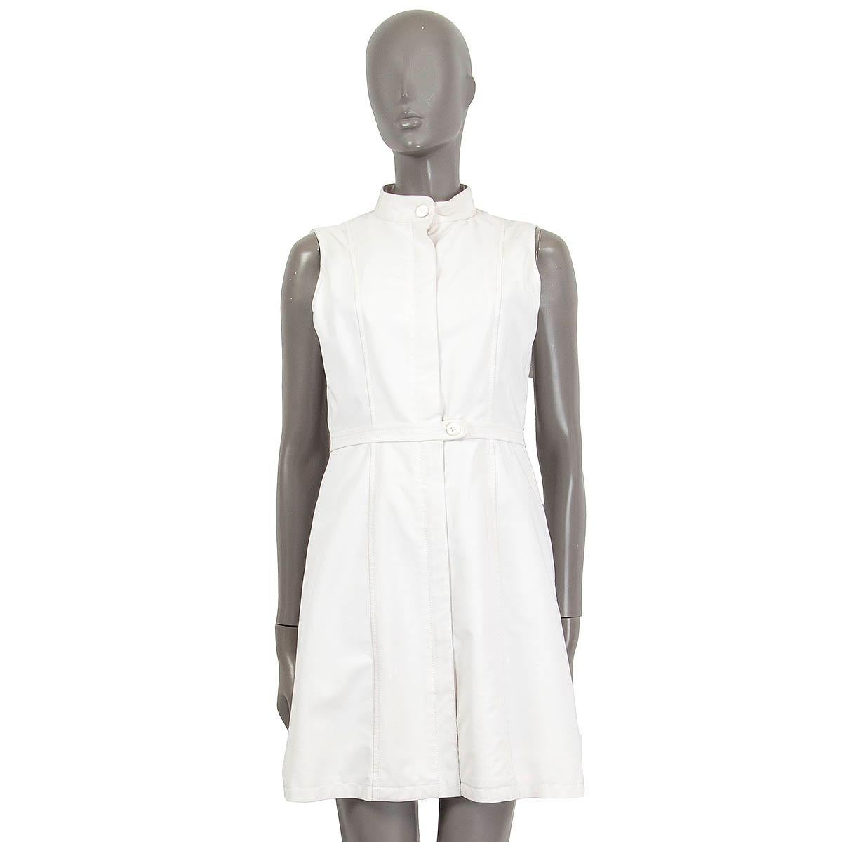 PRADA ivory nylon MOCK NECK SLEEVELESS Dress 42 M