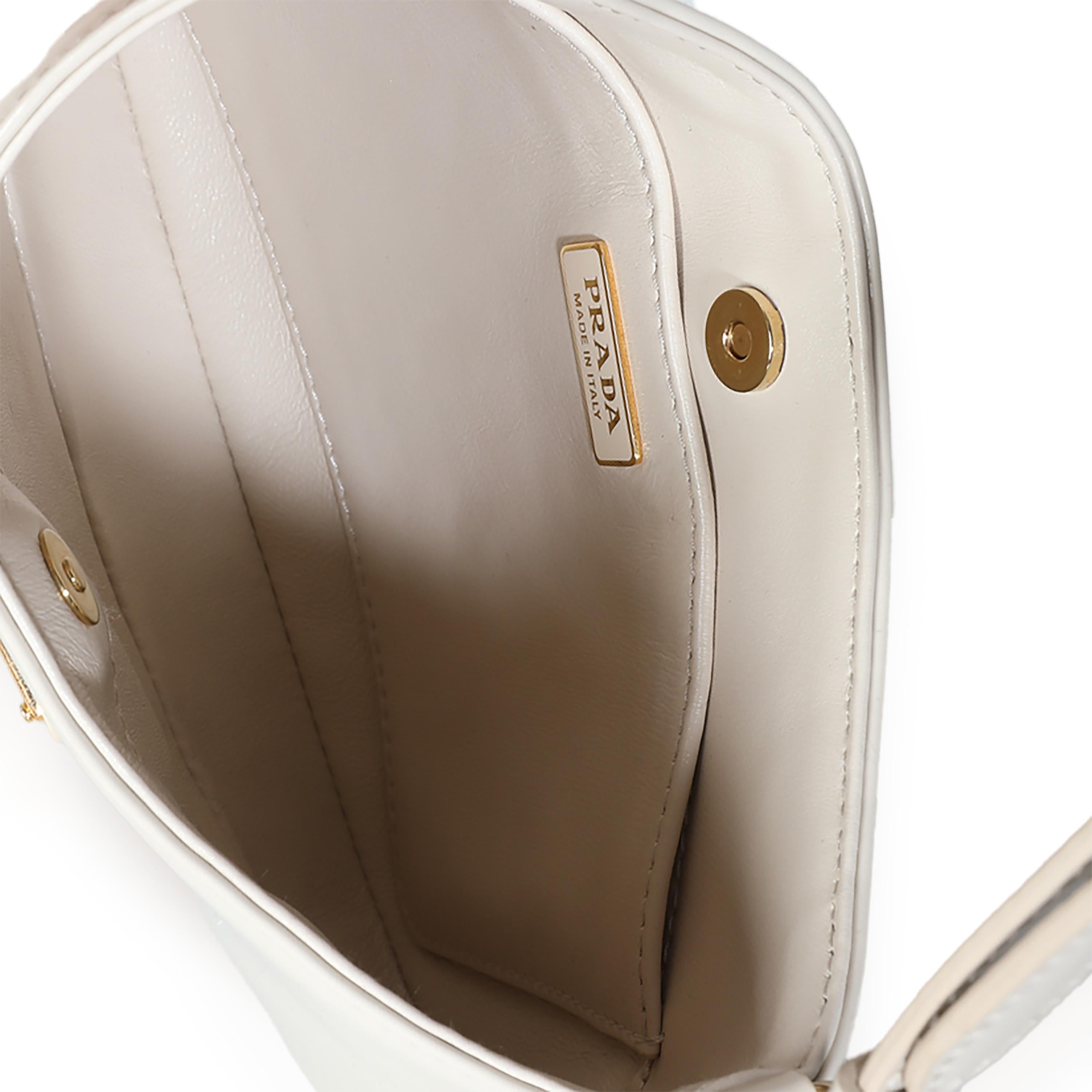 Prada Ivory Patent Cleo Bag For Sale 1