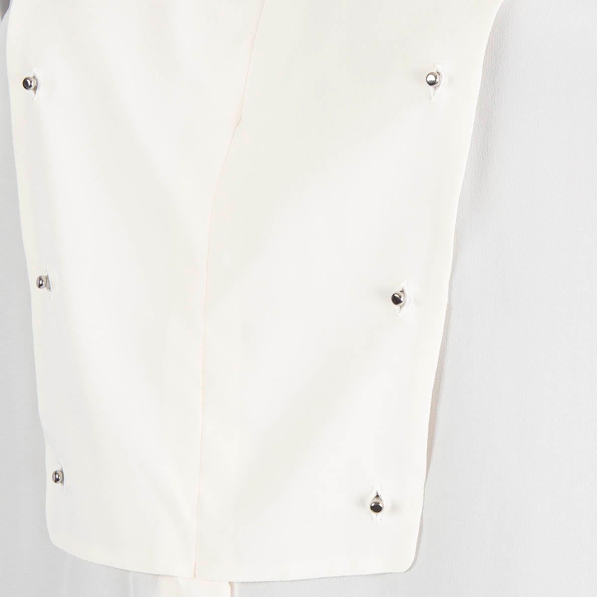 PRADA ivory silk 2016 BIB FRONT SLEEVELESS CREPE Blouse Shirt S For Sale 1