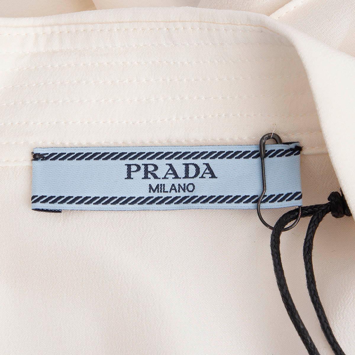 PRADA ivory silk 2016 BIB FRONT SLEEVELESS CREPE Blouse Shirt S For Sale 2